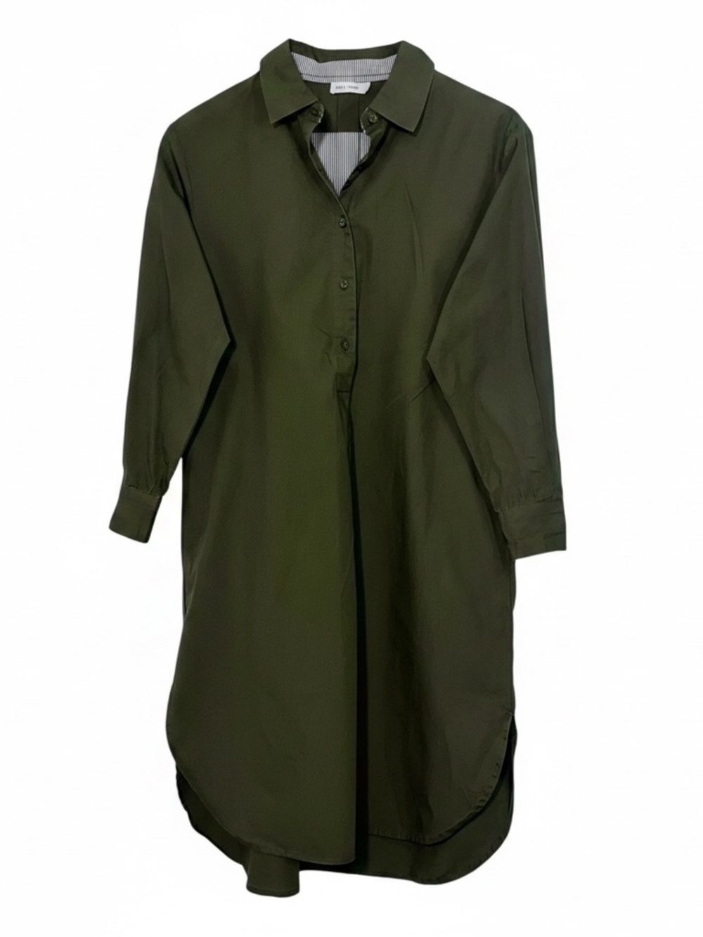 MERSEA Essential Cotton Shirt Dress Olive Green Midi Size Small